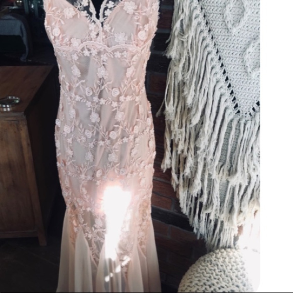 Carlo Giovanni Pink Lace Overlay Dress - Picture 4 of 12